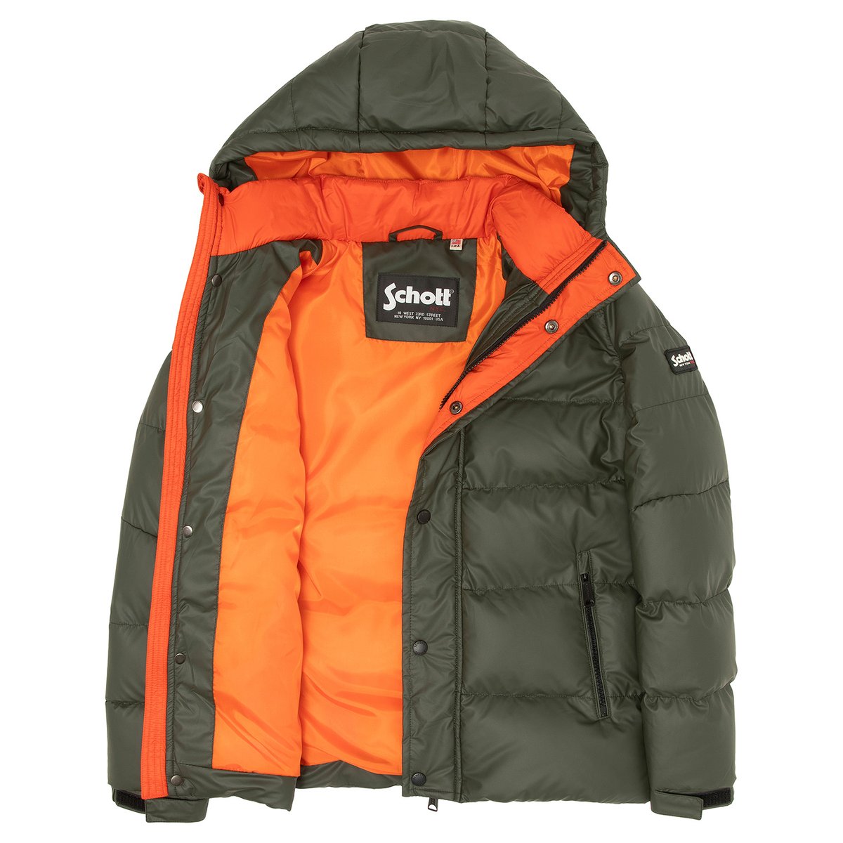 Blouson matelassé à capuche enfant kaki, SCHOTT