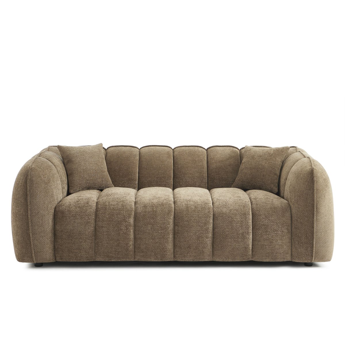 Canapé droit 3 places en tissu MATILDA marron, SORELH