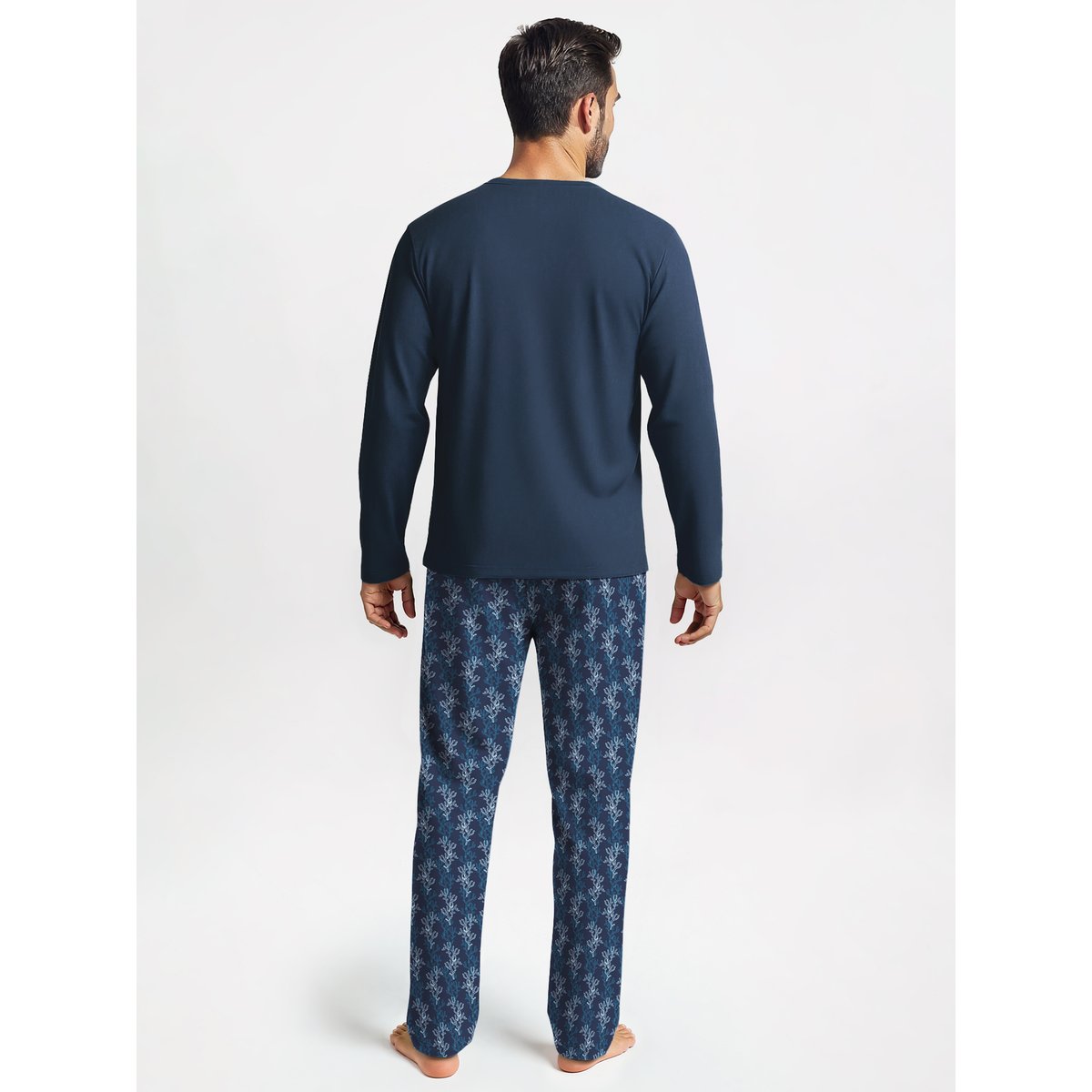 Pyjama, longue manches longues Coton NIGHTWEAR XTRA insigne bleu, CALIDA