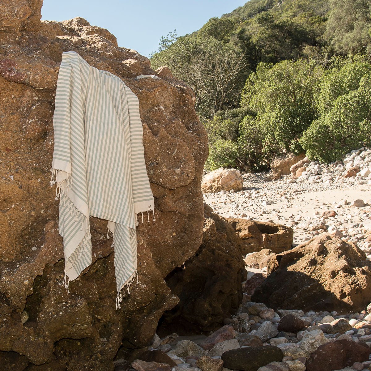 Lot de 2 foutas coton HOSSEGOR vert d'eau, FEBRONIE