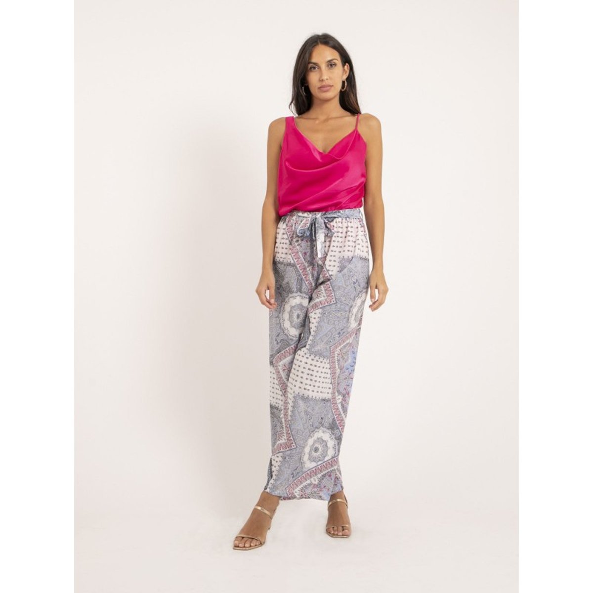 Pantalon Motifs Eloane bleu, DONA LISA