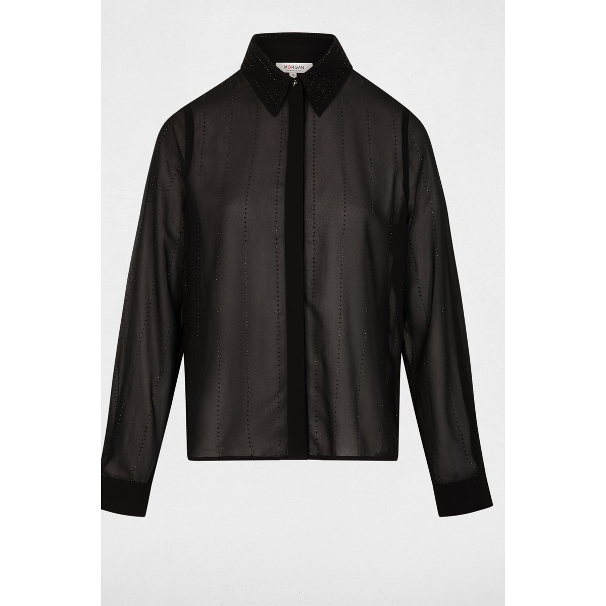 Chemise droite strass noir, MORGAN