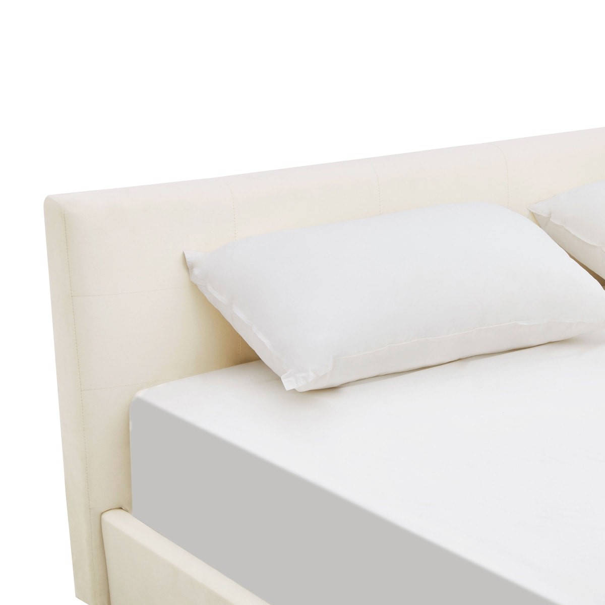 Lit avec tête de lit en velours - MILO beige, HOMIFAB