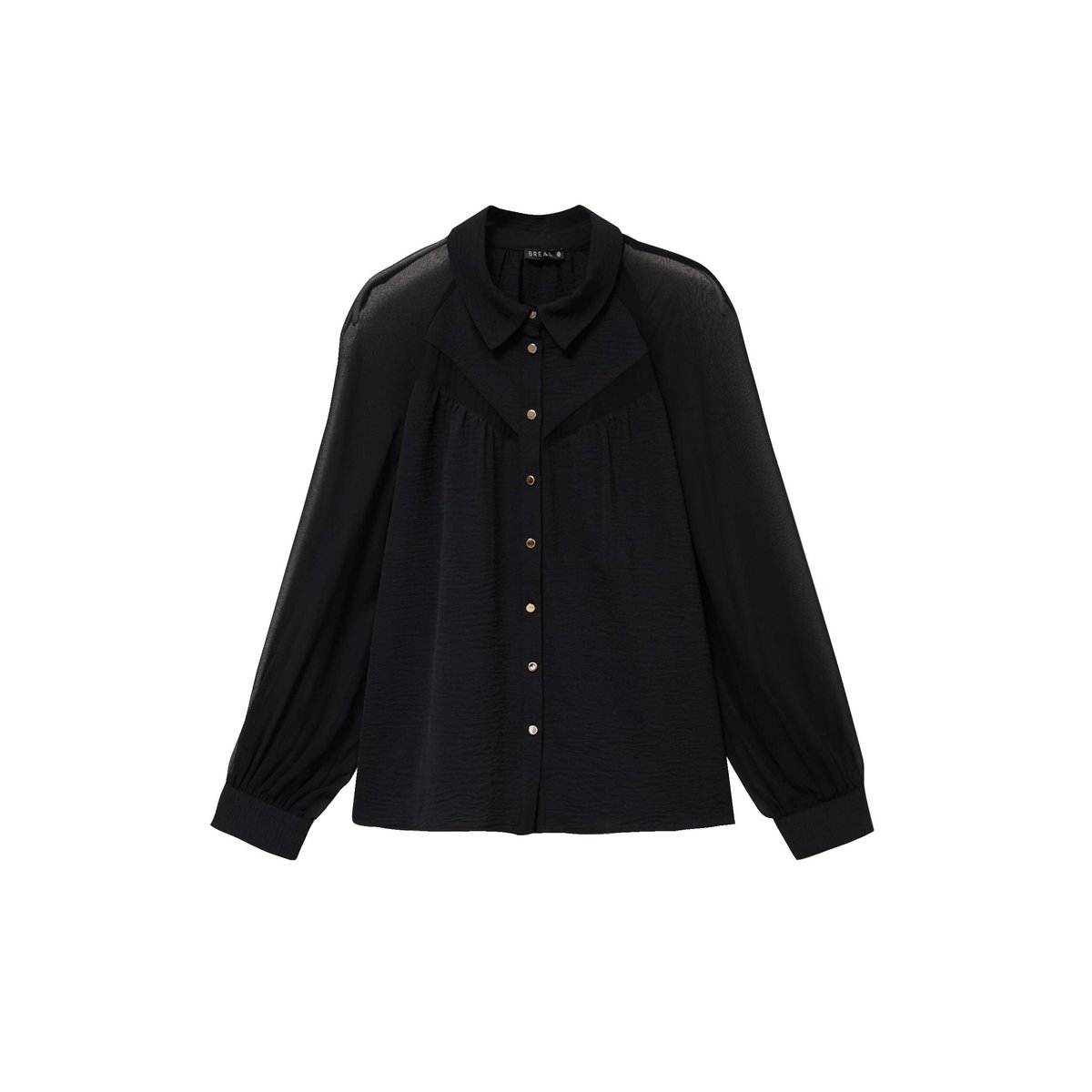 Chemise ample voile doublée col chemise noir, BREAL