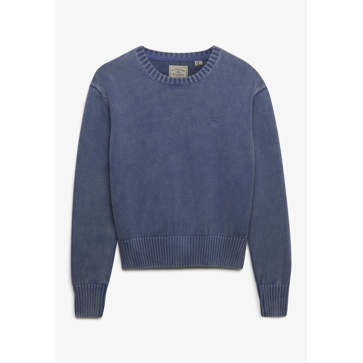 Pull Classic Knitted Washed Coupe Décontractée bleu marine matelot, SUPERDRY