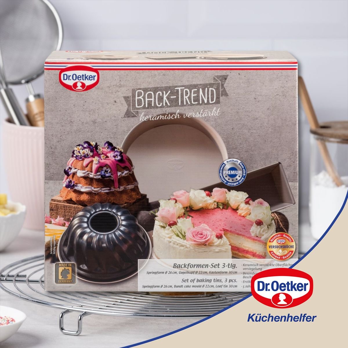 Set de 3 moules à pâtisserie BACK-TREND gris,blanc, DR OETKER