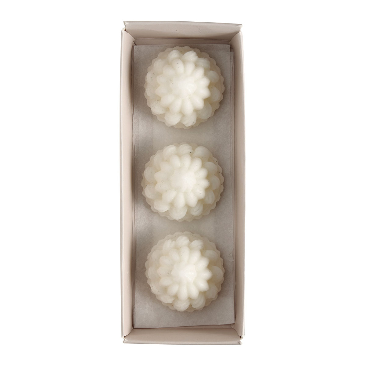 Coffret de 3 décors fondants en cire parfumée blanc, MATHILDE M