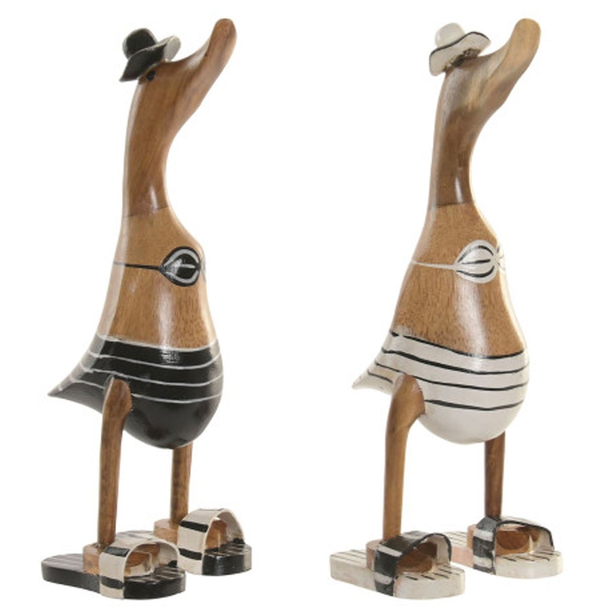 Set de 2 statuettes déco canards en bambou 16x13x35cm multicolore, WADIGA