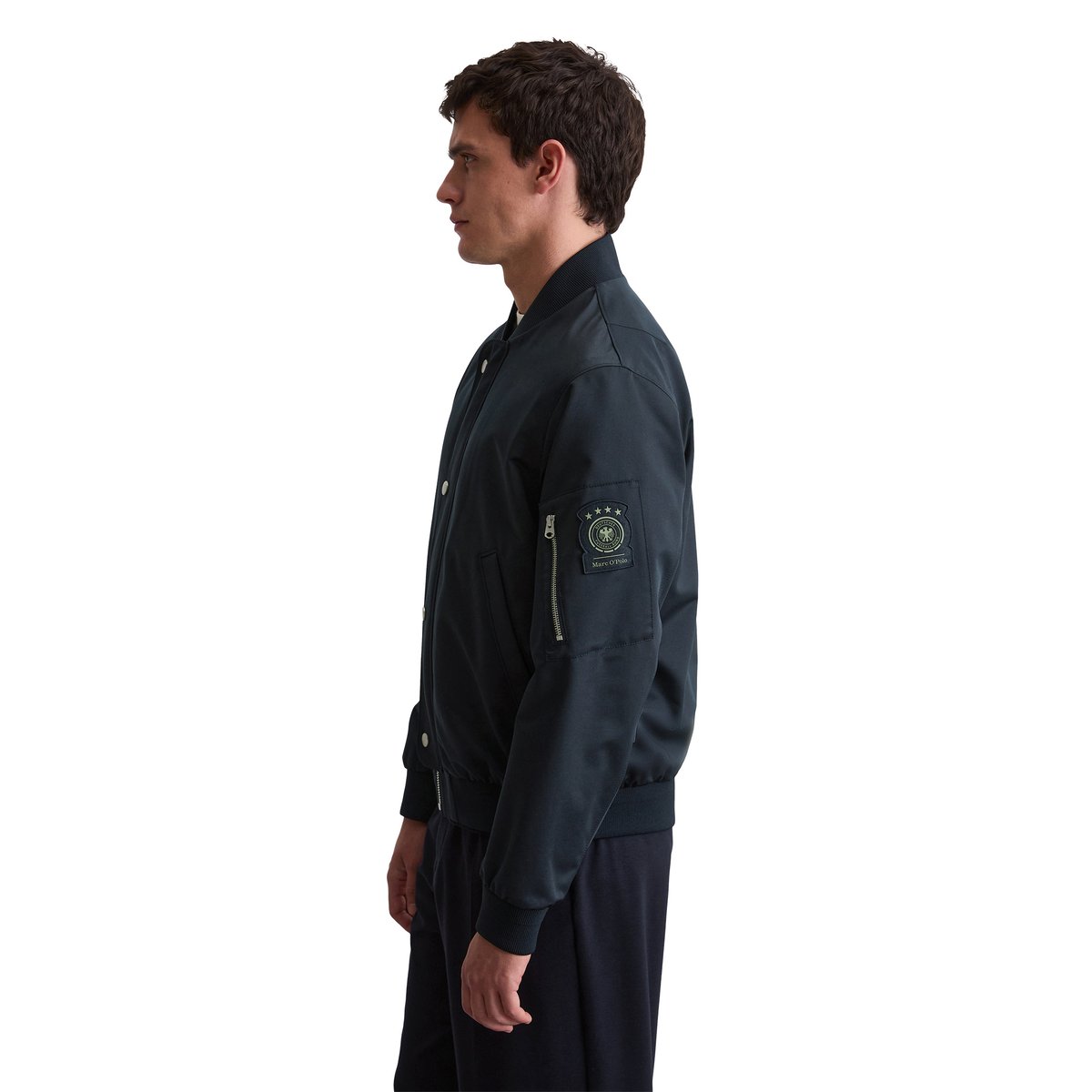 Veste d'aviateur DFB Travel Collection en micro-canvas hydrofuge bleu foncé, MARC O'POLO