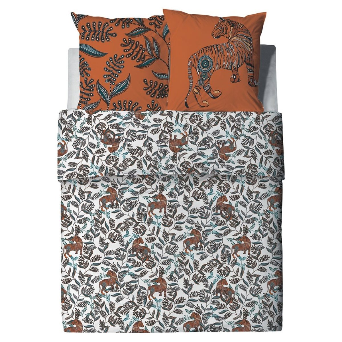 Housse de couette 260x240 Savane + 2 taies coton 57 fils blanc, DECORATIE