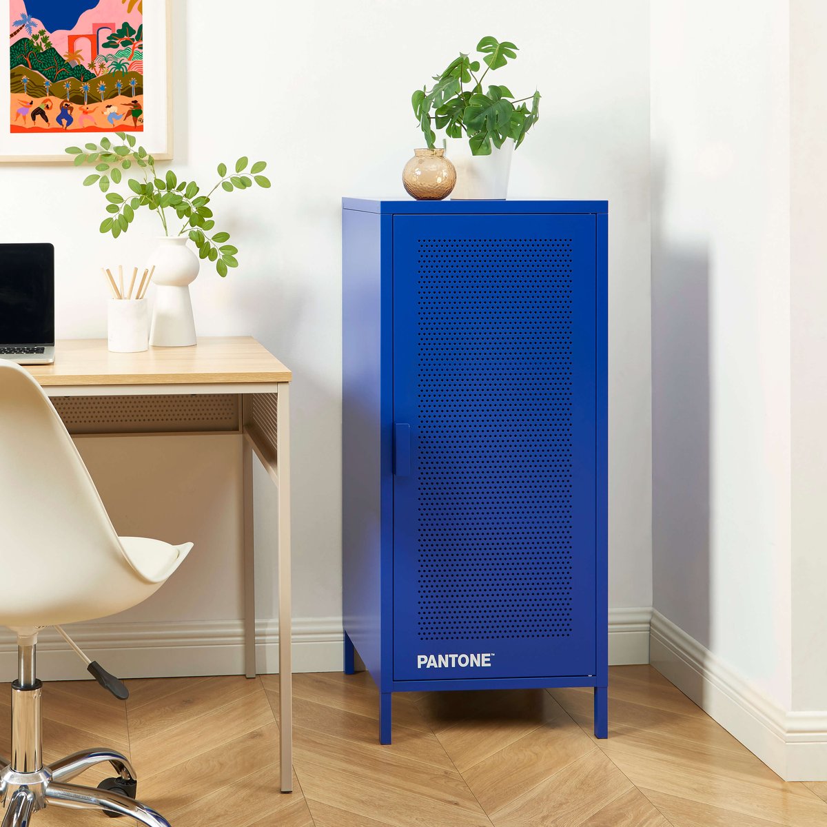 Caisson de bureau en acier bleu électrique, PANTONE