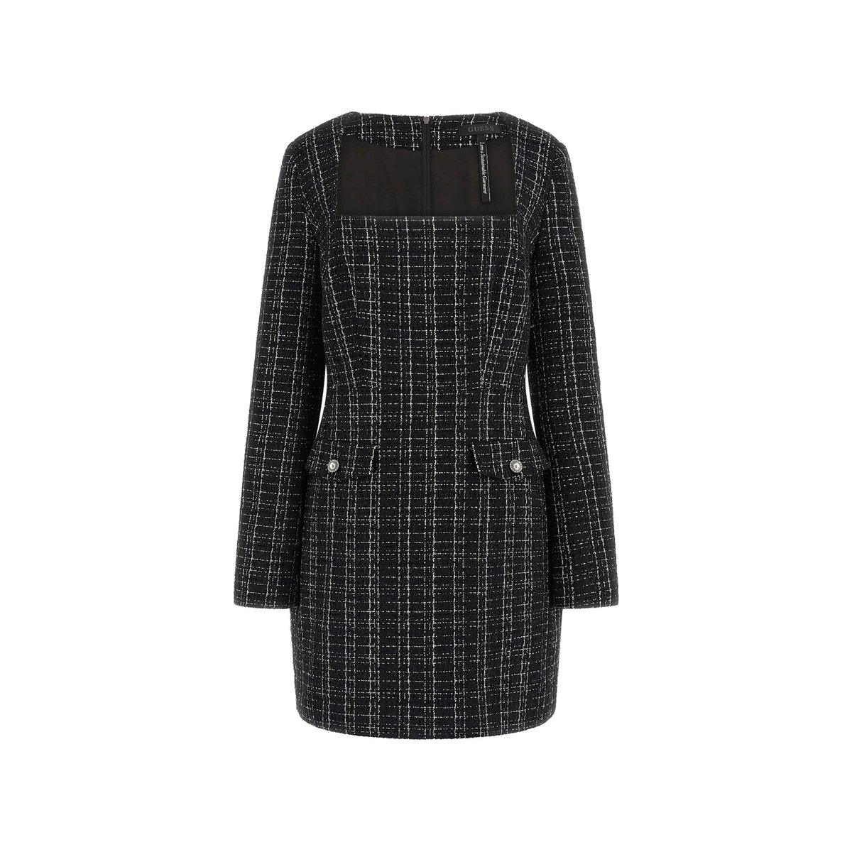 Mini Robe Tweed Bouclé noir, GUESS