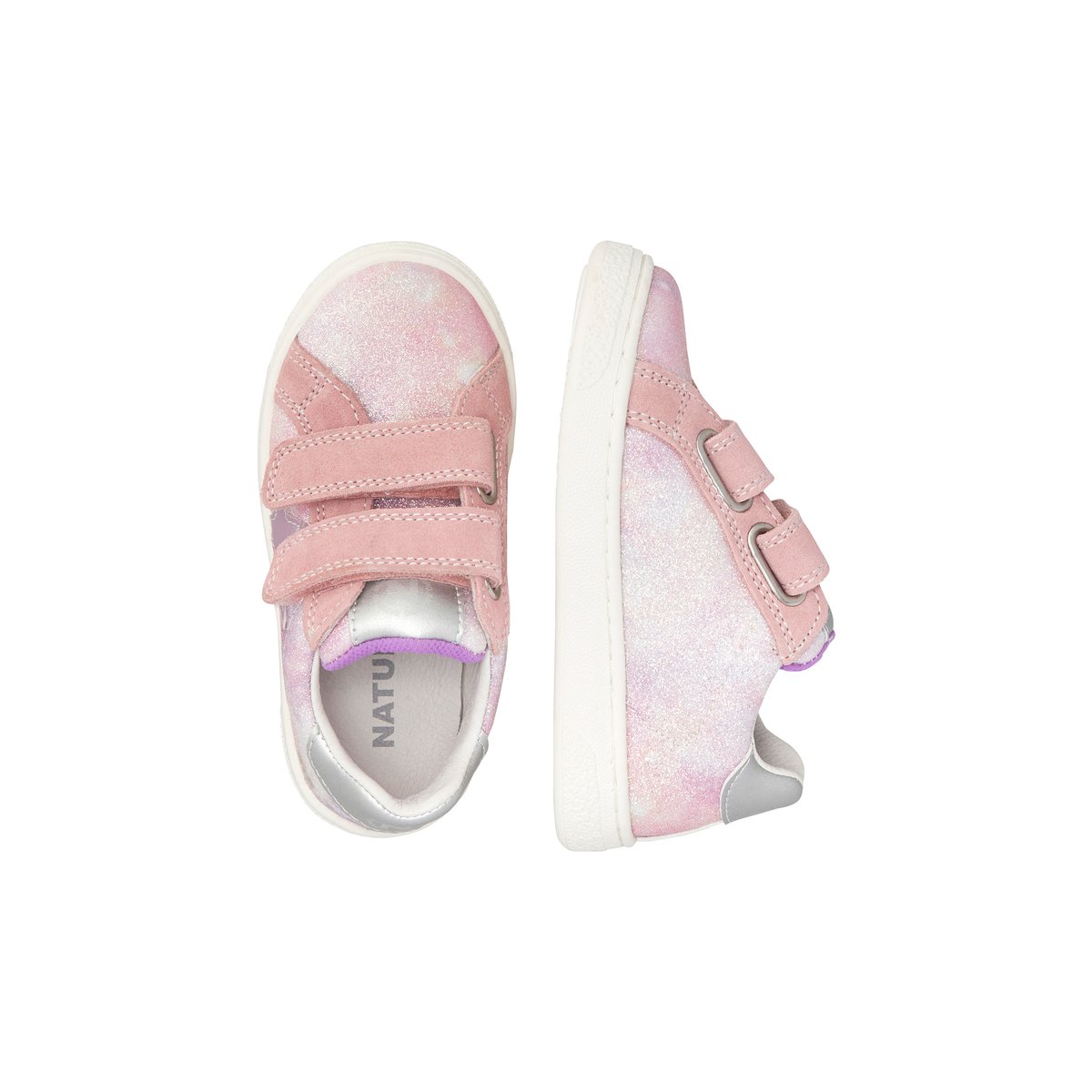 Baskets en cuir et en daim PINN VL. rose-lilas, NATURINO