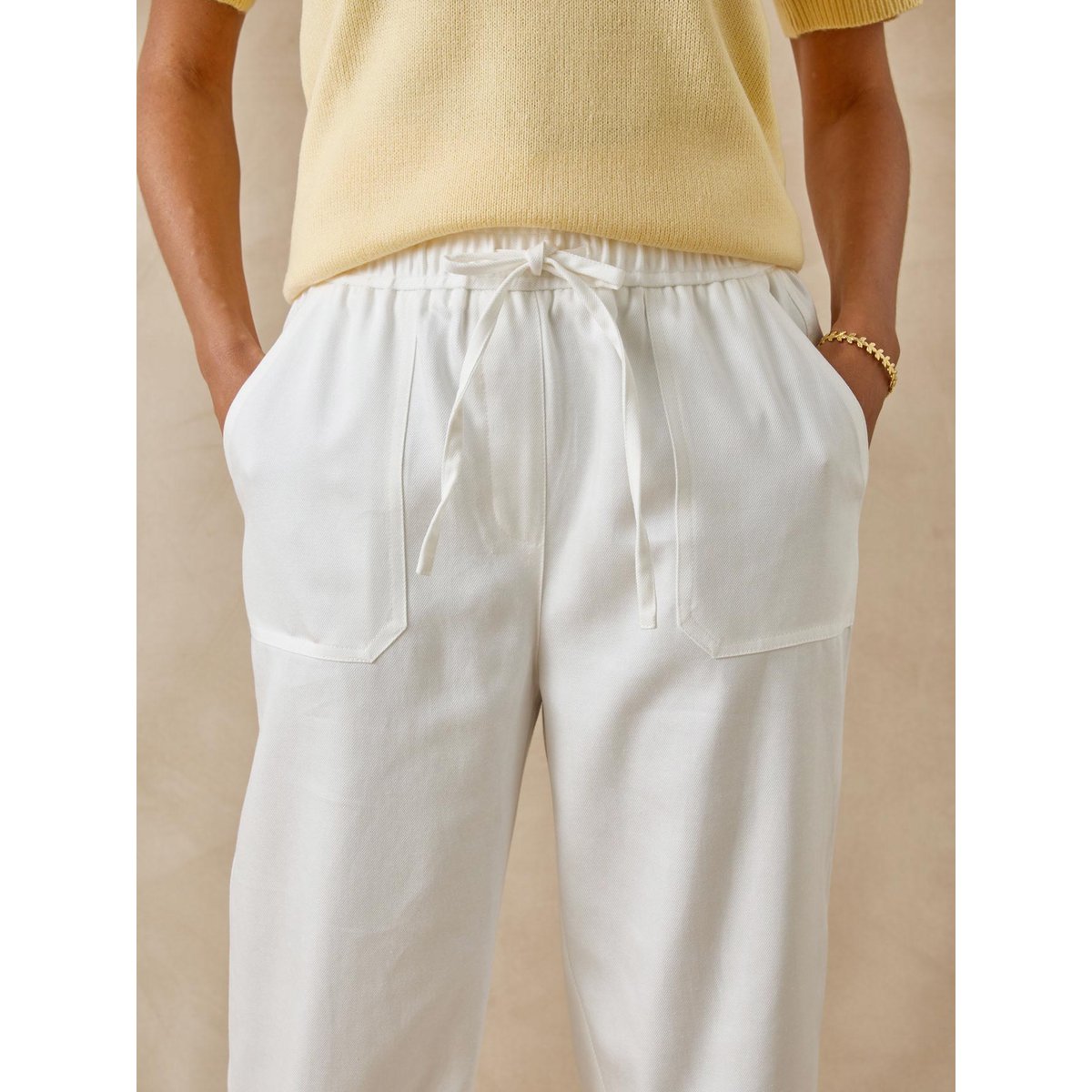 Pantalon élastiqué cargo blanc, DAXON