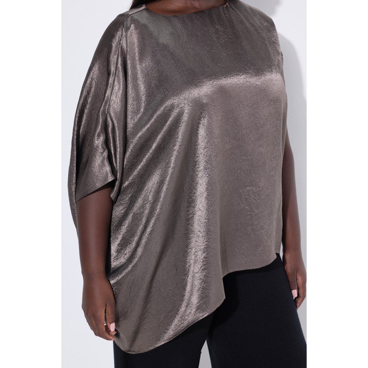 Tunique en acétate asymétrique marron pâle, ULLA POPKEN