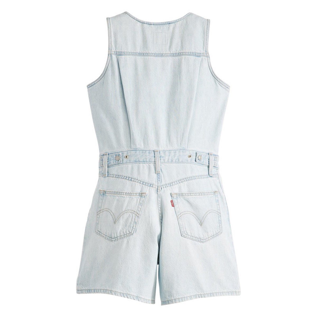 Combishort en coton bleue unie avec une coupe droite et un col v bleue, LEVI'S