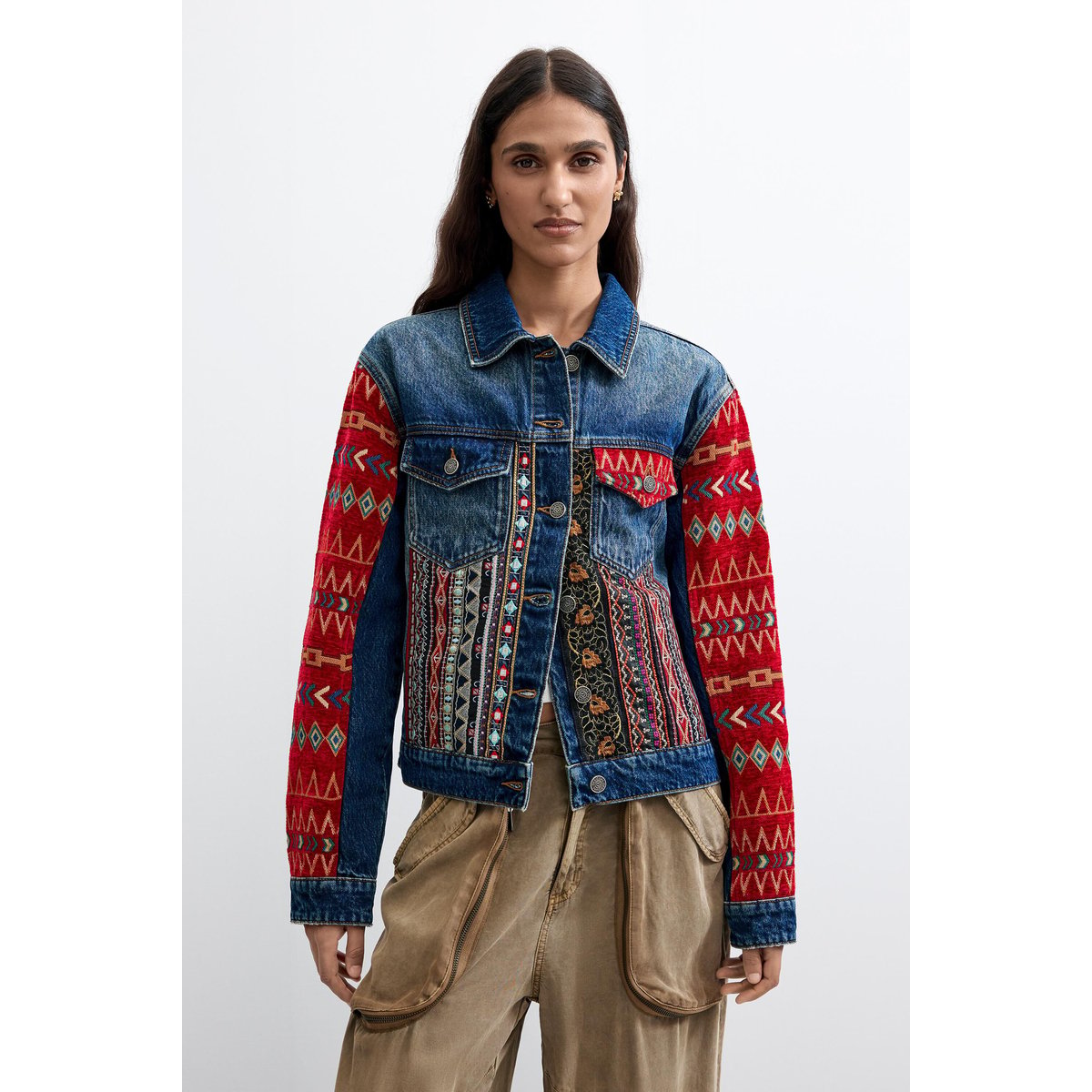 Veste en denim ethnique bleu, DESIGUAL