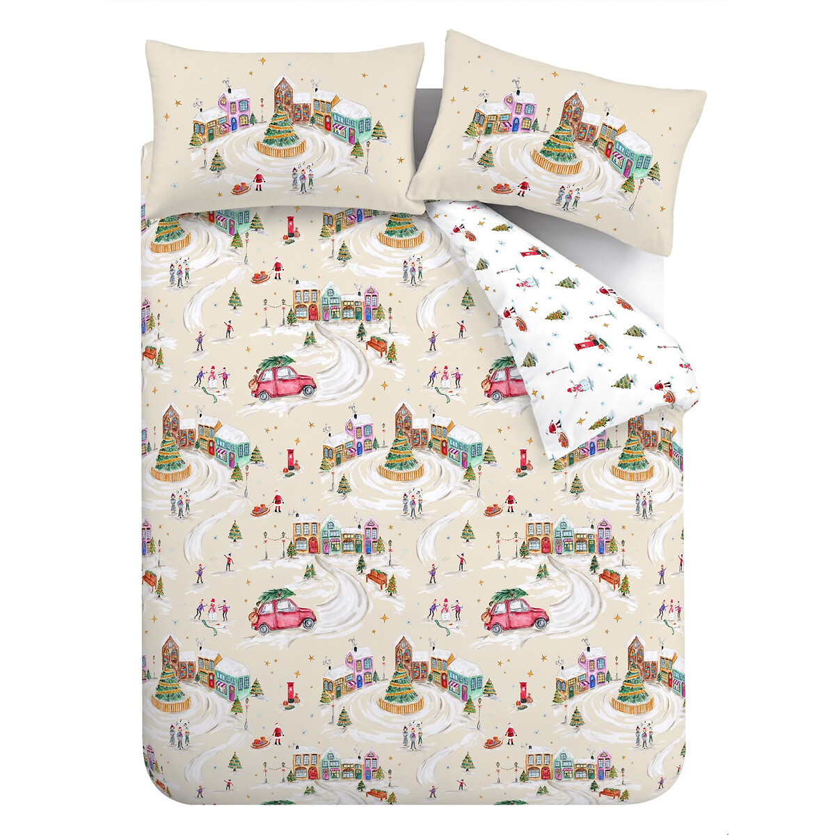 Christmas Town Duvet Cover and Pillowcase Set natural, CATHERINE LANSFIELD