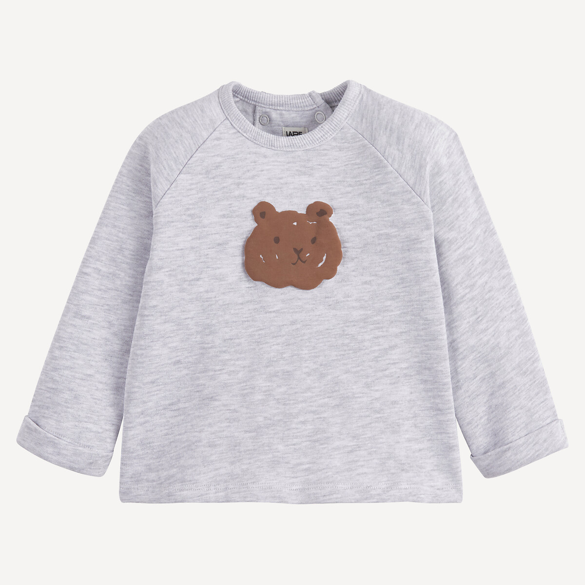 Sweater met ronde hals, molton, teddybeermotief in reliëf op de voorkant, drukknoopsluiting op de ac multicolor, LA REDOUTE COLLECTIONS