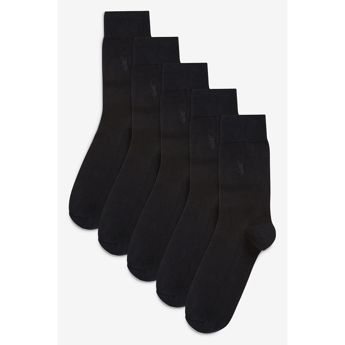 Chaussettes avec cerf brodé, lot de 5 noir, NEXT