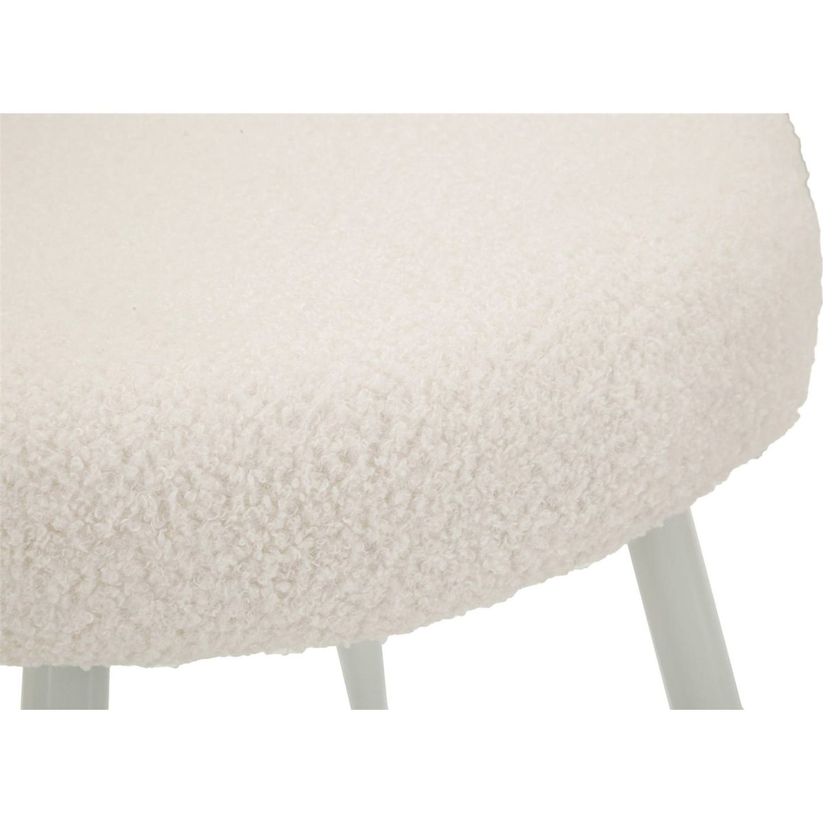 Mini chaise bouclette dossier enveloppant pieds blanc, RECOLLECTION