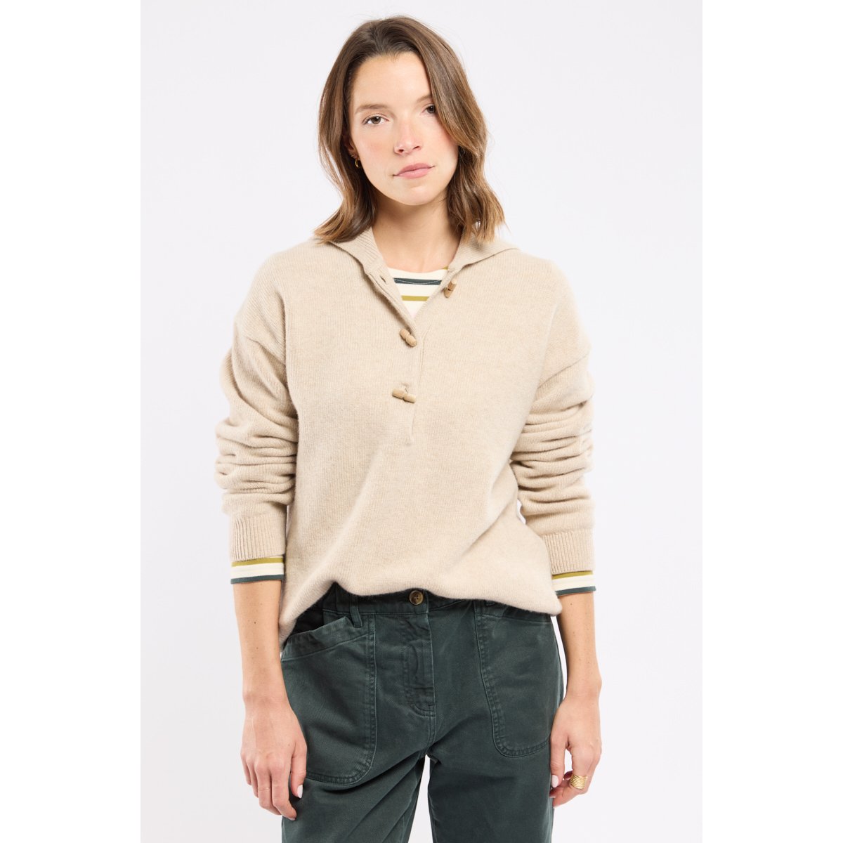Pull col vareuse - laine irish cream, ARMOR-LUX
