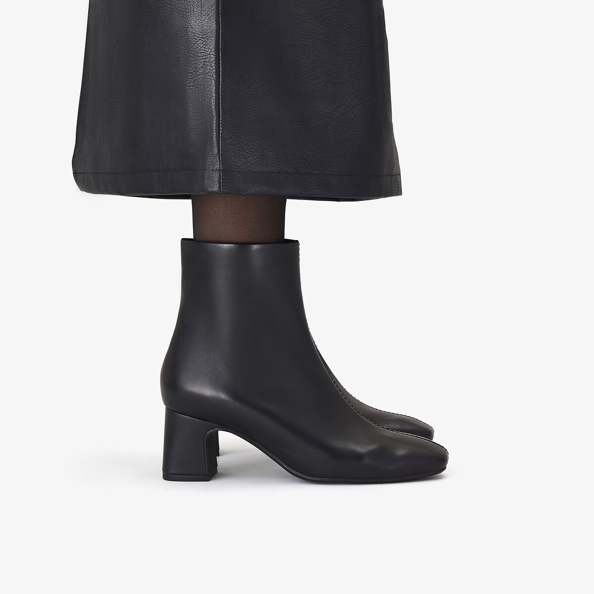 Botines de piel con tacón ancho negro, CLARKS