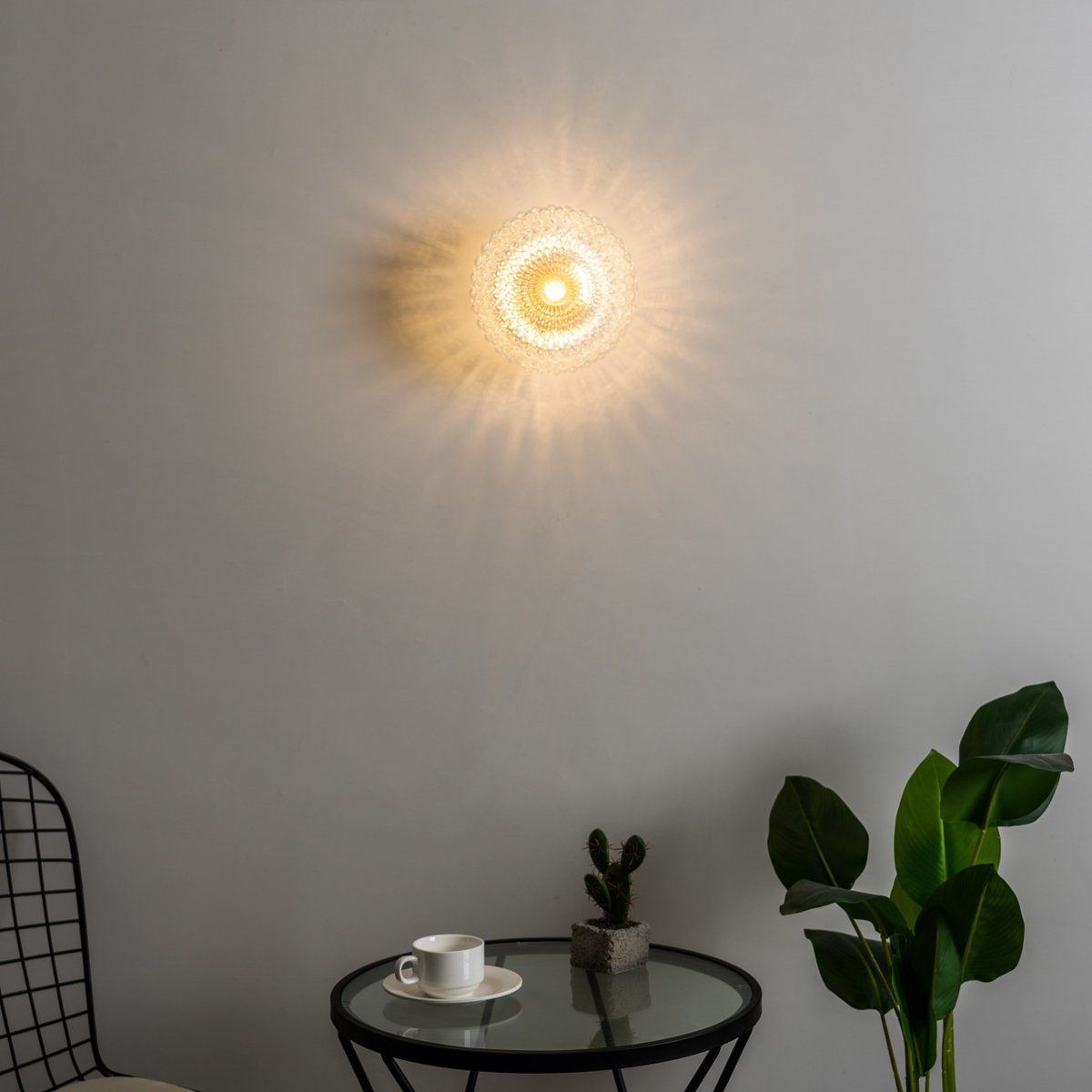 Plafonnier avec abat-jour en verre - ANTHEMIS transparent et chromé, KOSILUM