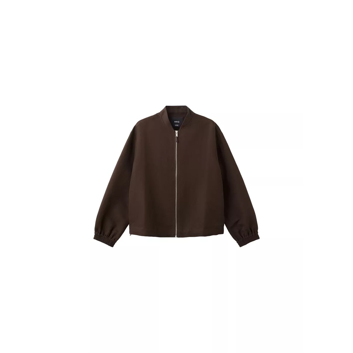 Veste bomber lin chocolat, MANGO