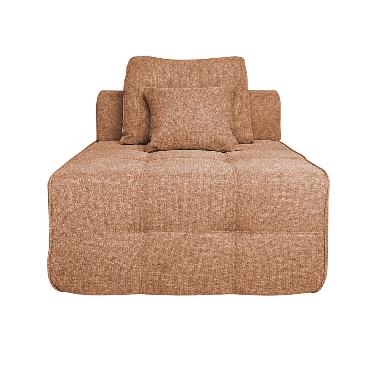 Canapé modulable 5 places assise profonde en tissu avec coussins, SNUGGY terracotta, OVIALA