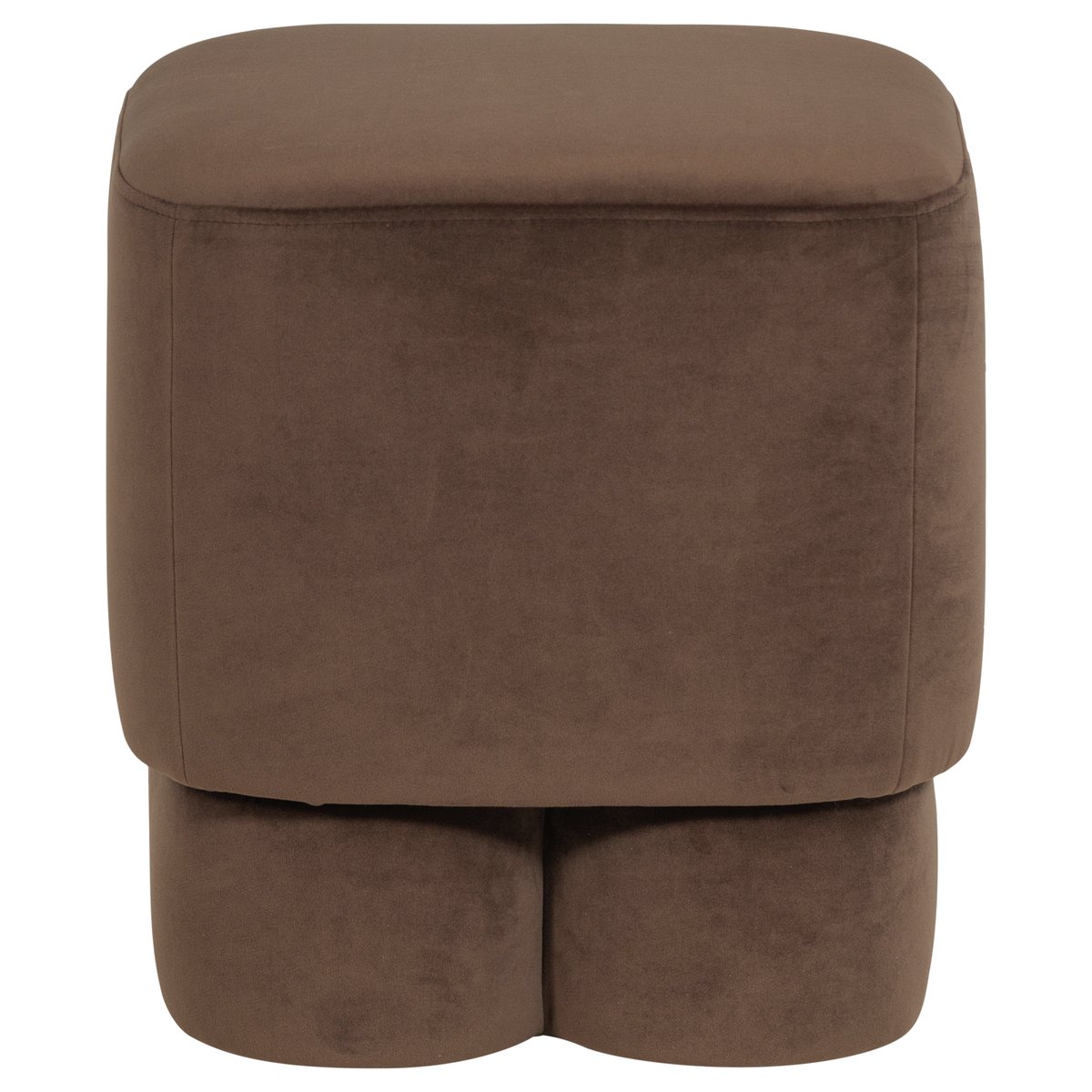 Pouf en velours VALEN marron, WOOOD