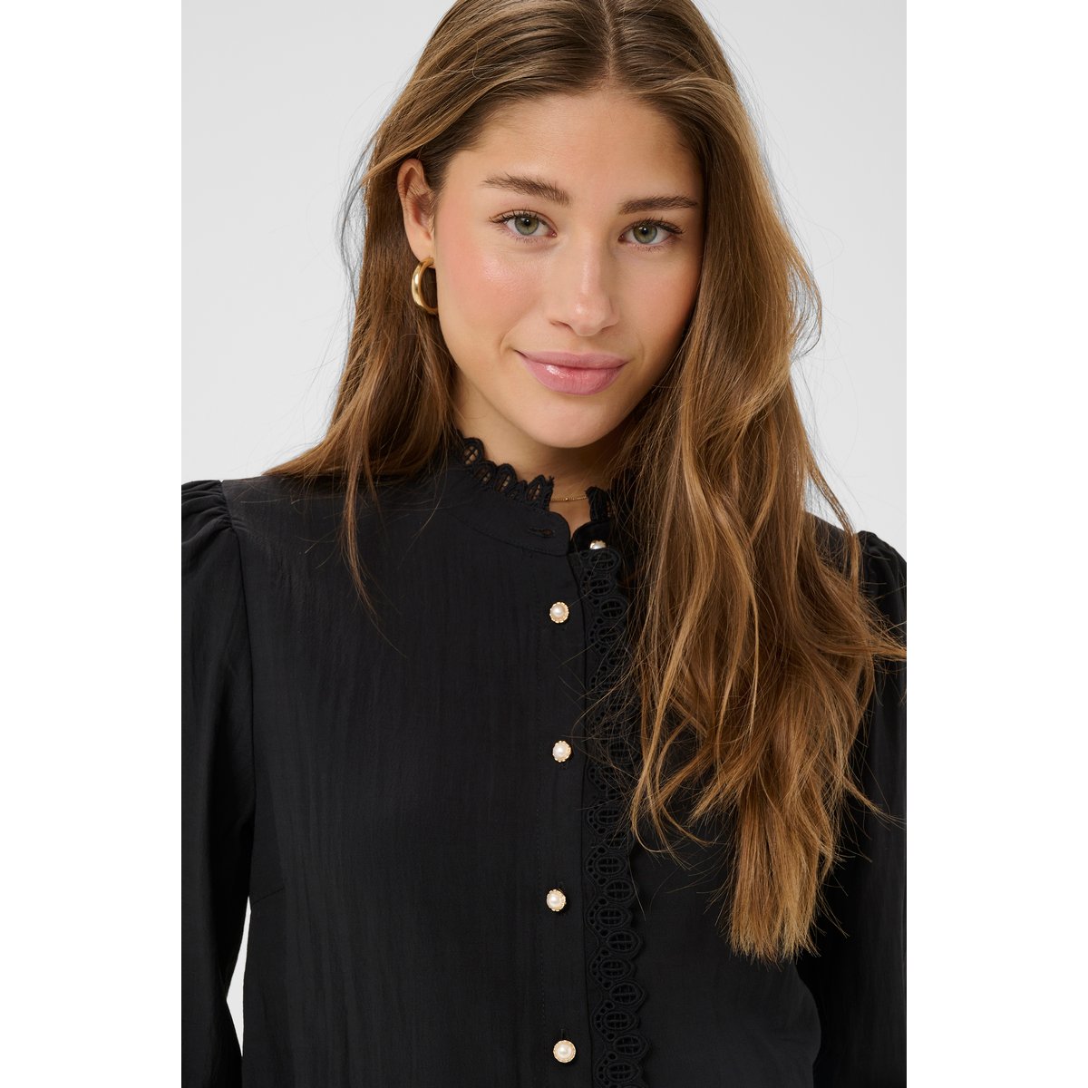 Long sleeved shirt noir pitch black, CREAM
