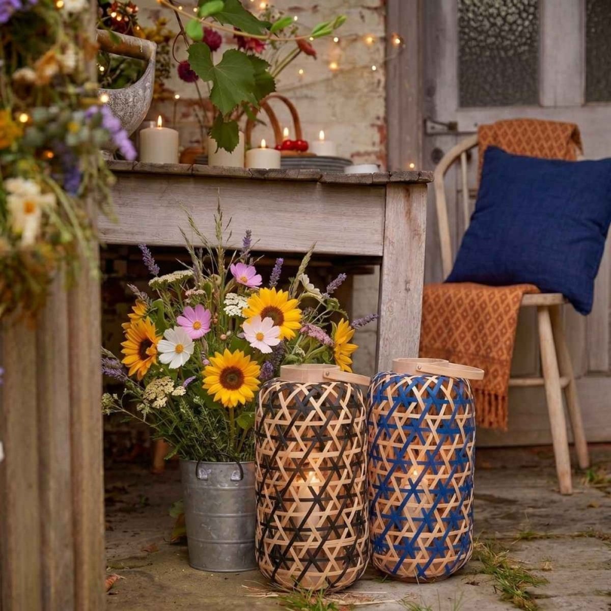 Lanterne en bambou 50cm noir, ORNAMI