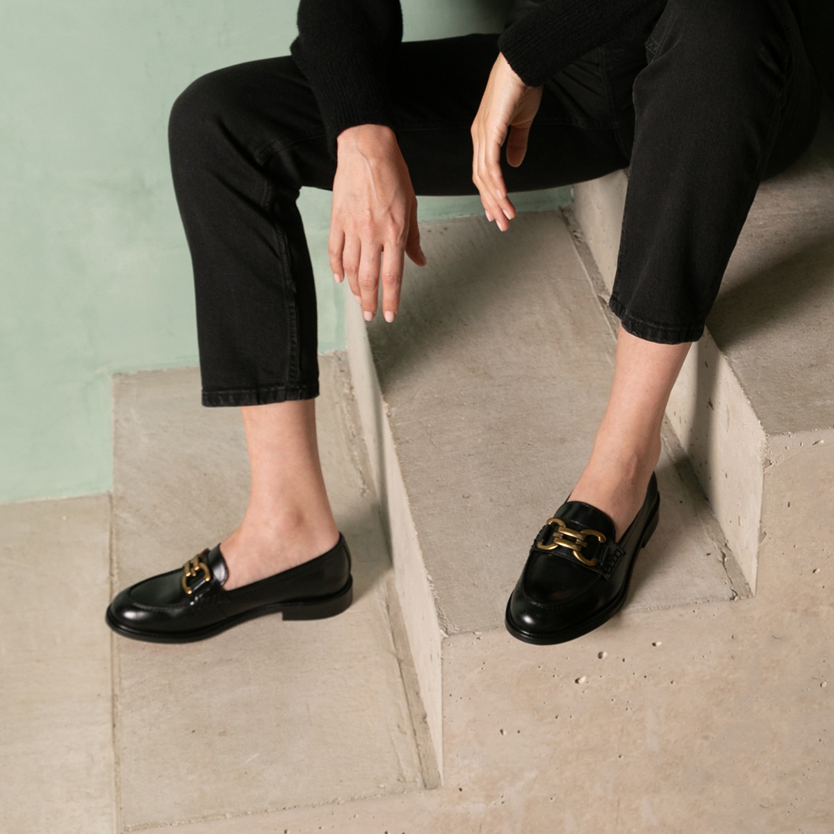 Mocassin Cuir Glacé LYNA noir, MAISON TOUFET