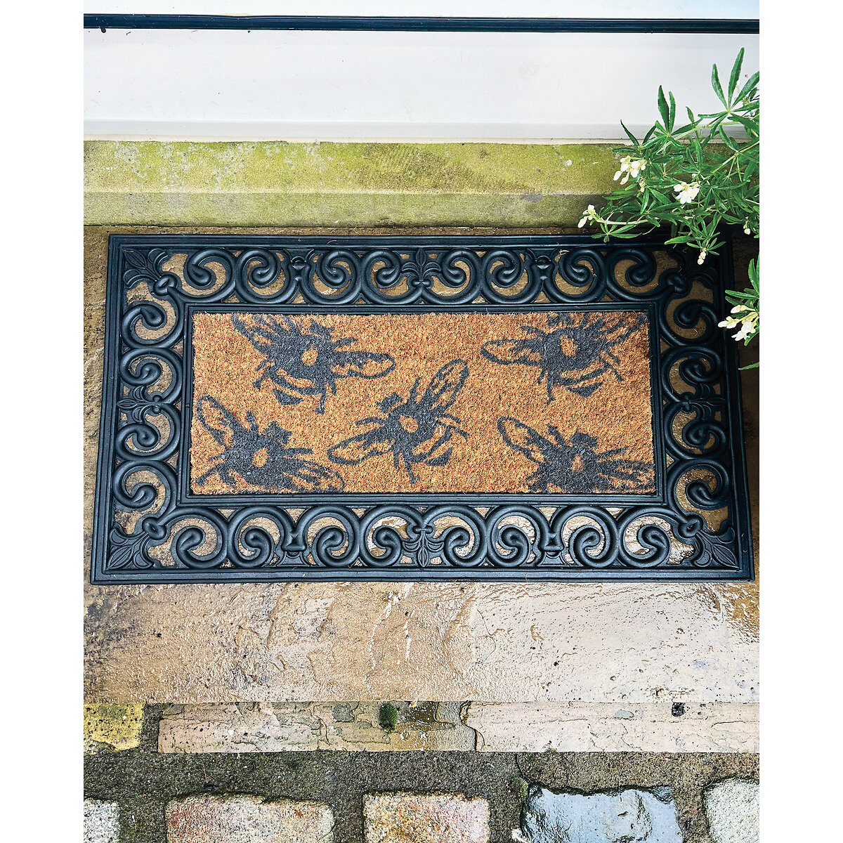 Scroll Pattern Doormat Surround black, MY MAT COIR