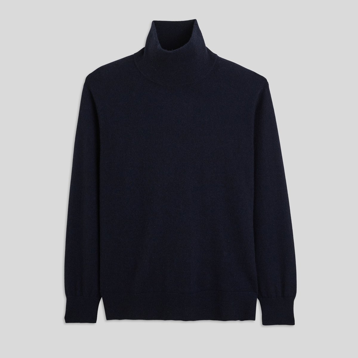 Pull col montant uni en cachemire marine, MONOPRIX