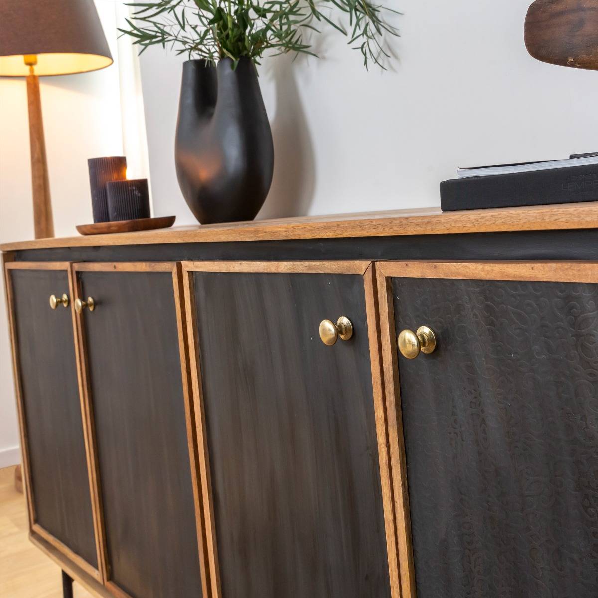 Buffet en bois de manguier LÉANDRO noir, MADE IN MEUBLES
