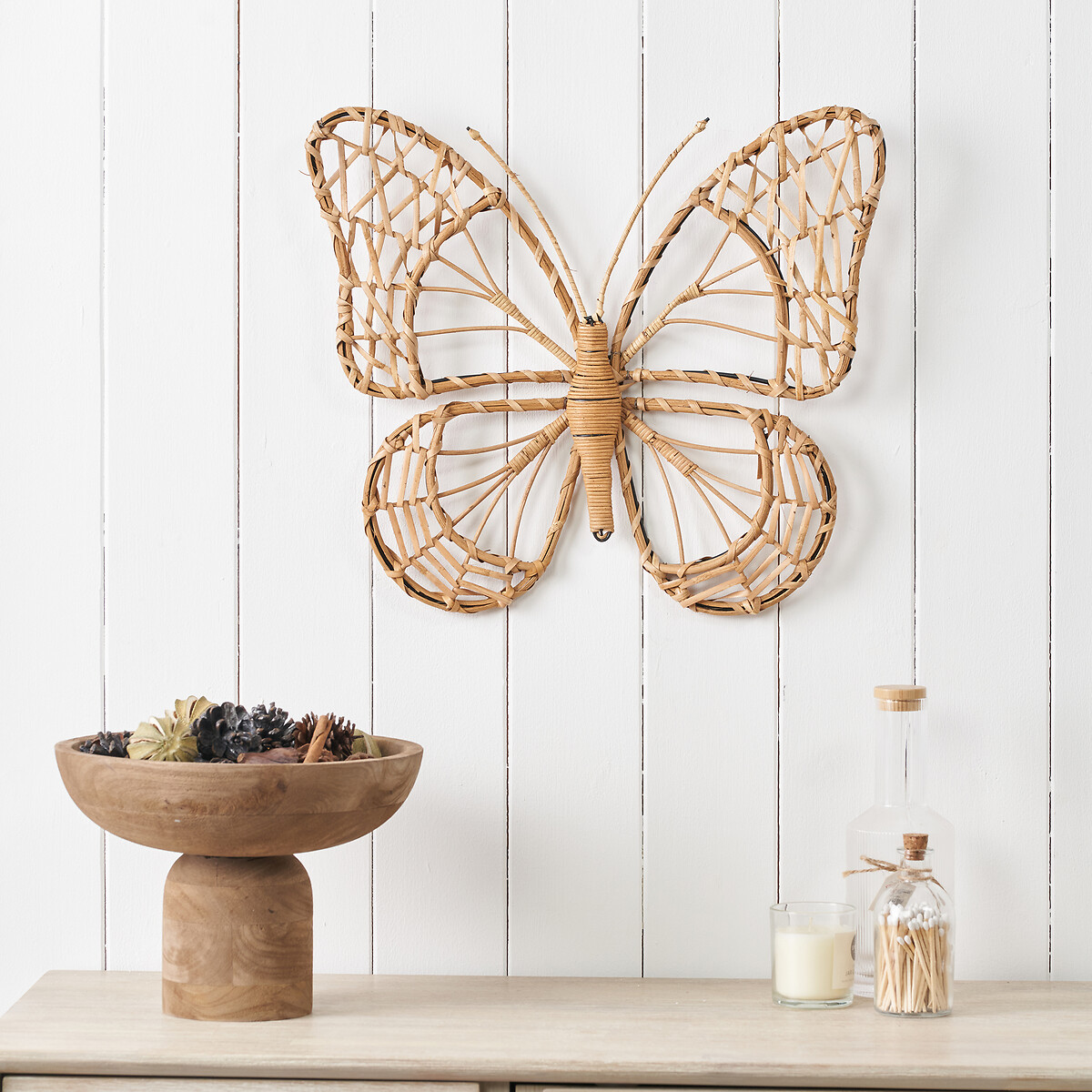 Medium Natural Rattan Butterfly Wall Art natural, ÉDITÉ