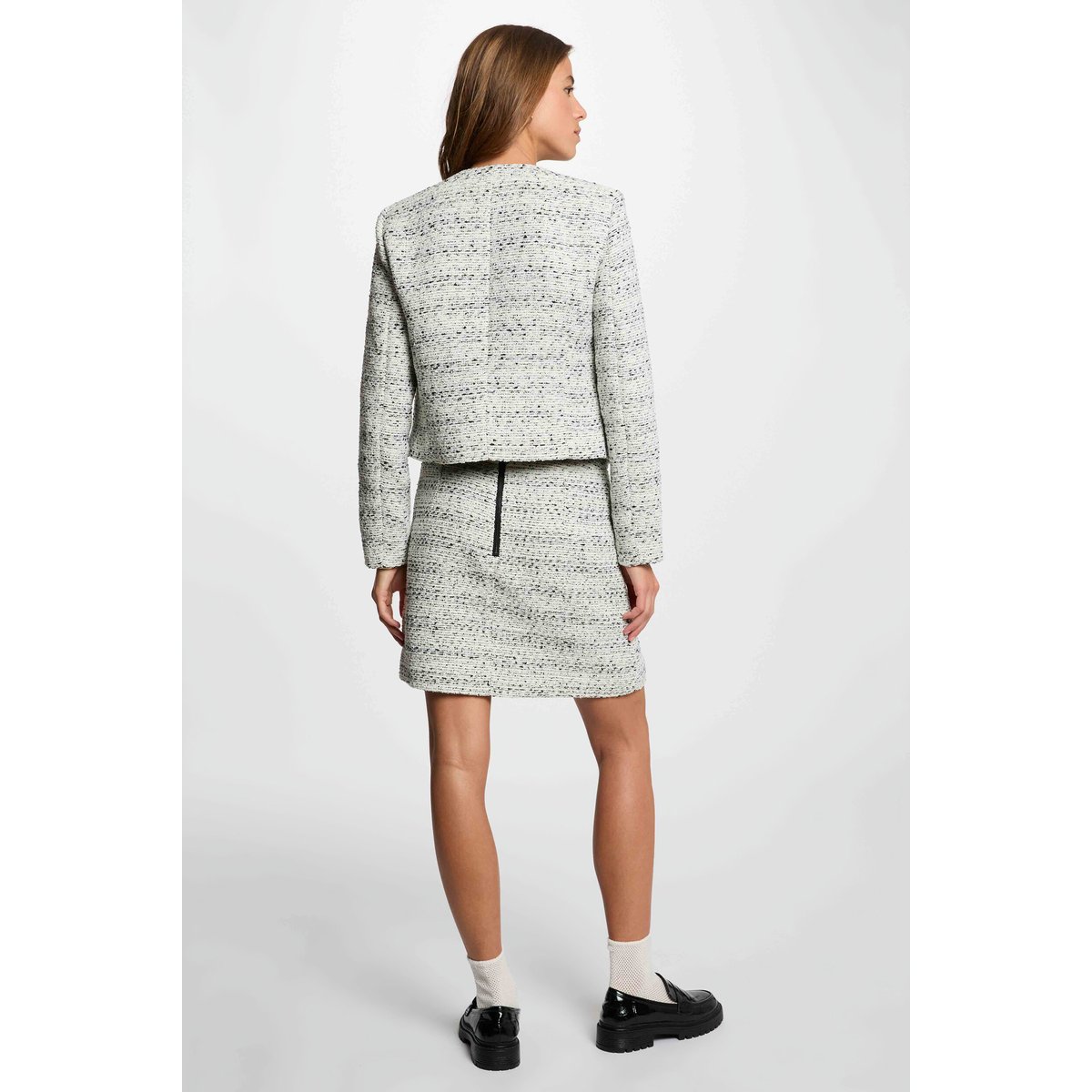 Veste droite col rond ivoire, MORGAN