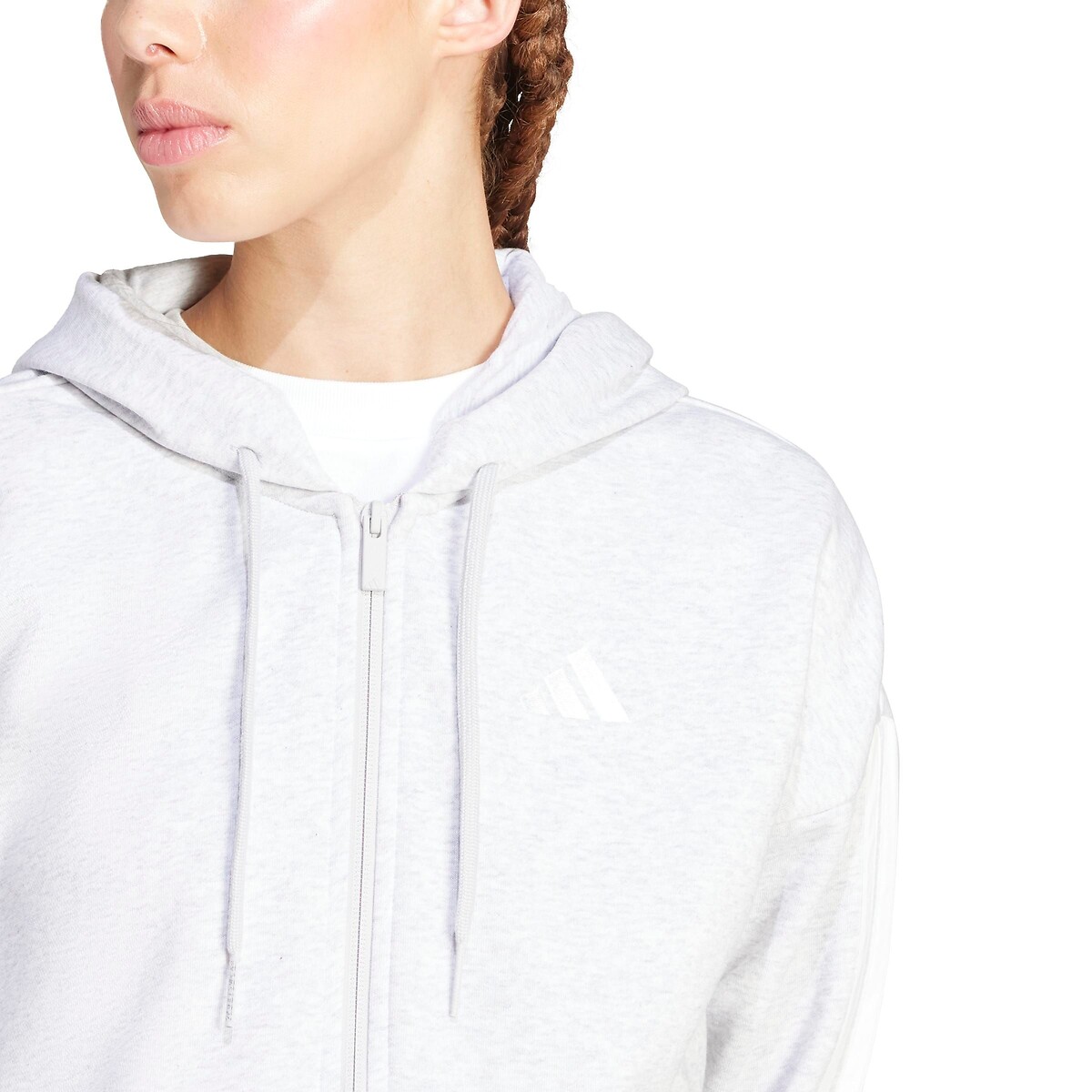 Sweat zippé, à capuche, ESSENTIALS LINEAR gris clair, ADIDAS SPORTSWEAR