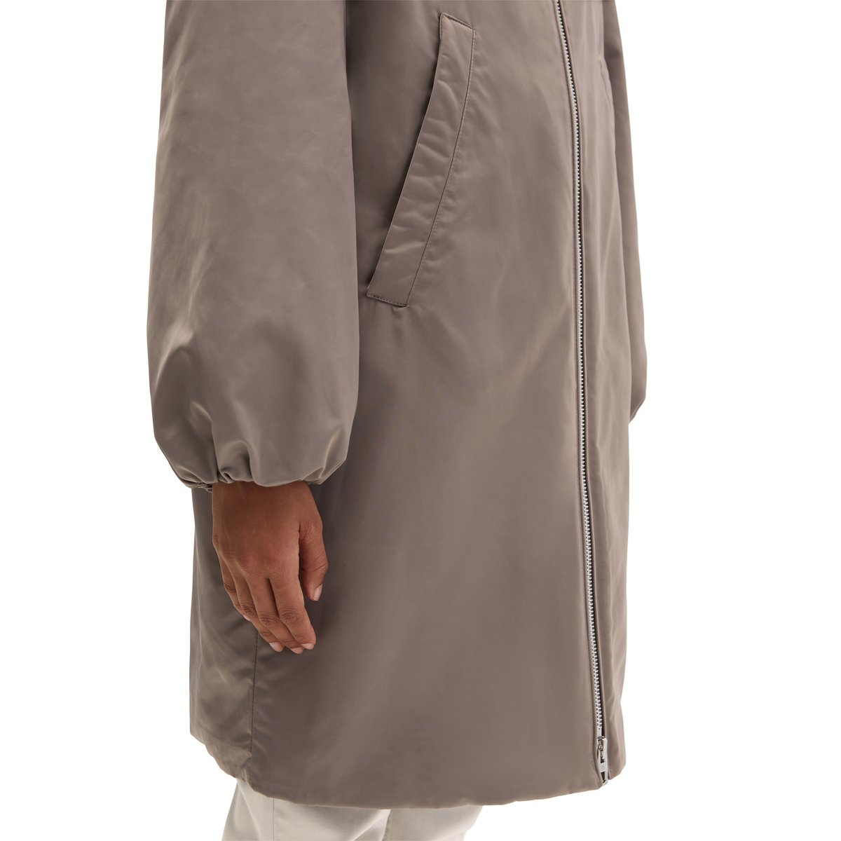 Manteau blouson style aviateur regular en sergé de polyester recyclé marron, MARC O'POLO