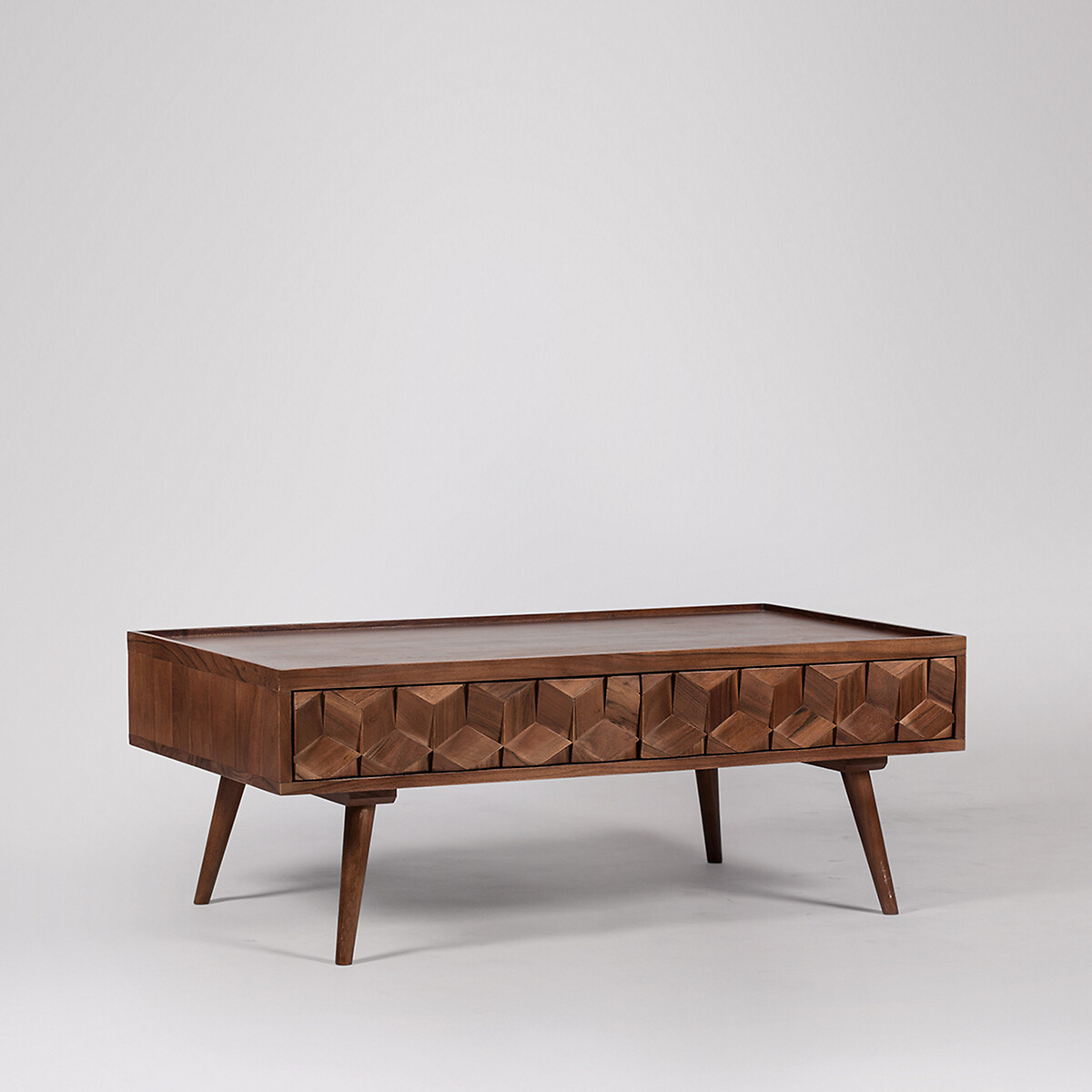 Terning Acacia Wood 2 Drawer Coffee Table dark acacia wood, SWOON