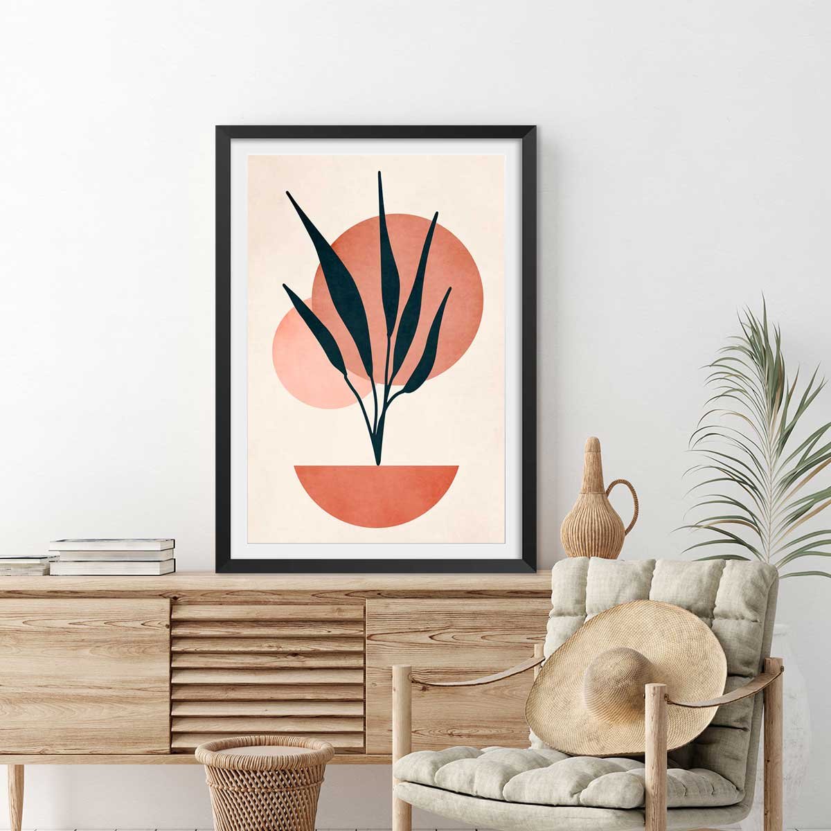 Affiche fleurs Copenhagen deco affiche + cadre en bois - noir, HEXOA