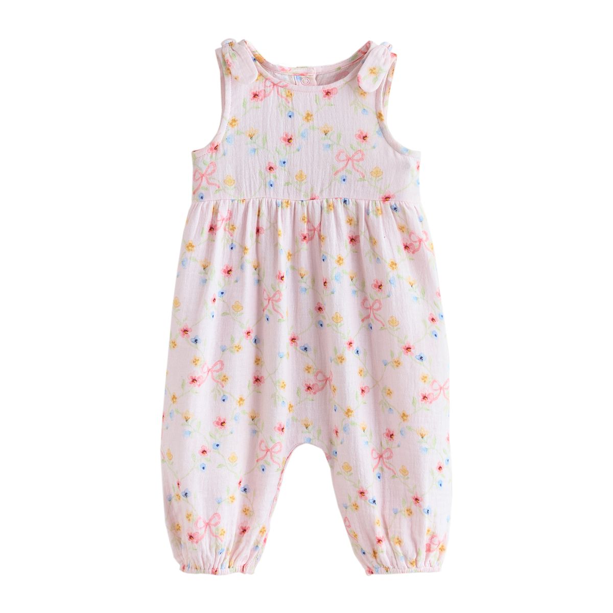 Barboteuse longue bébé en mousseline rose motif fleurs, NEXT