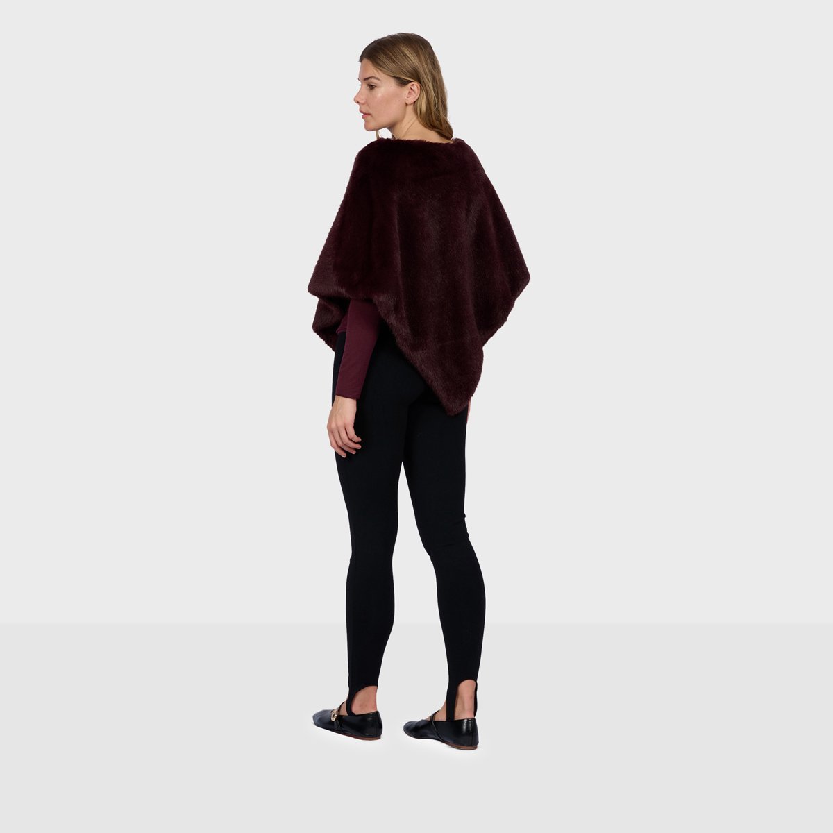 Poncho à coupe ample MEGEVE bordeaux, OAKWOOD