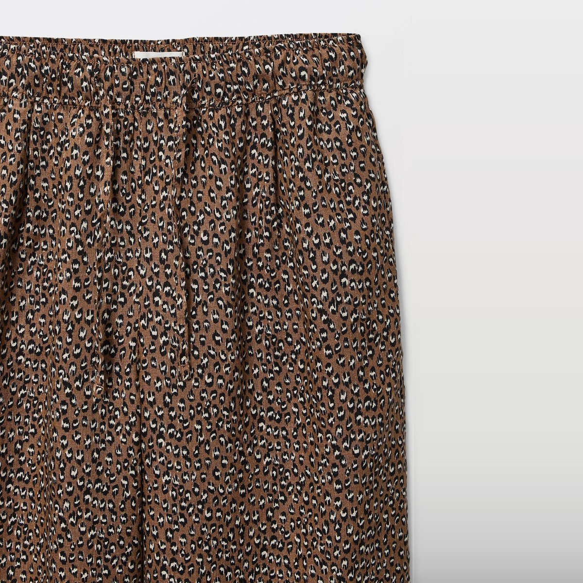 Pantalon large imprimé à taille élastiquée en lin gabardine, MONOPRIX