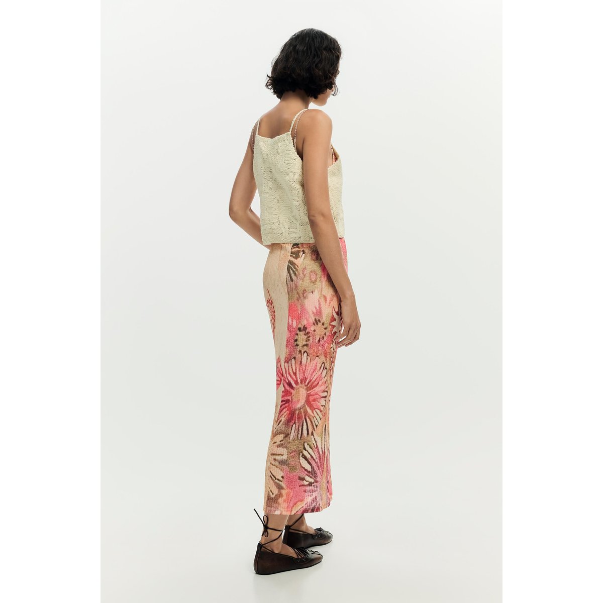 Robe longue en maille 2 en 1 blanc, DESIGUAL