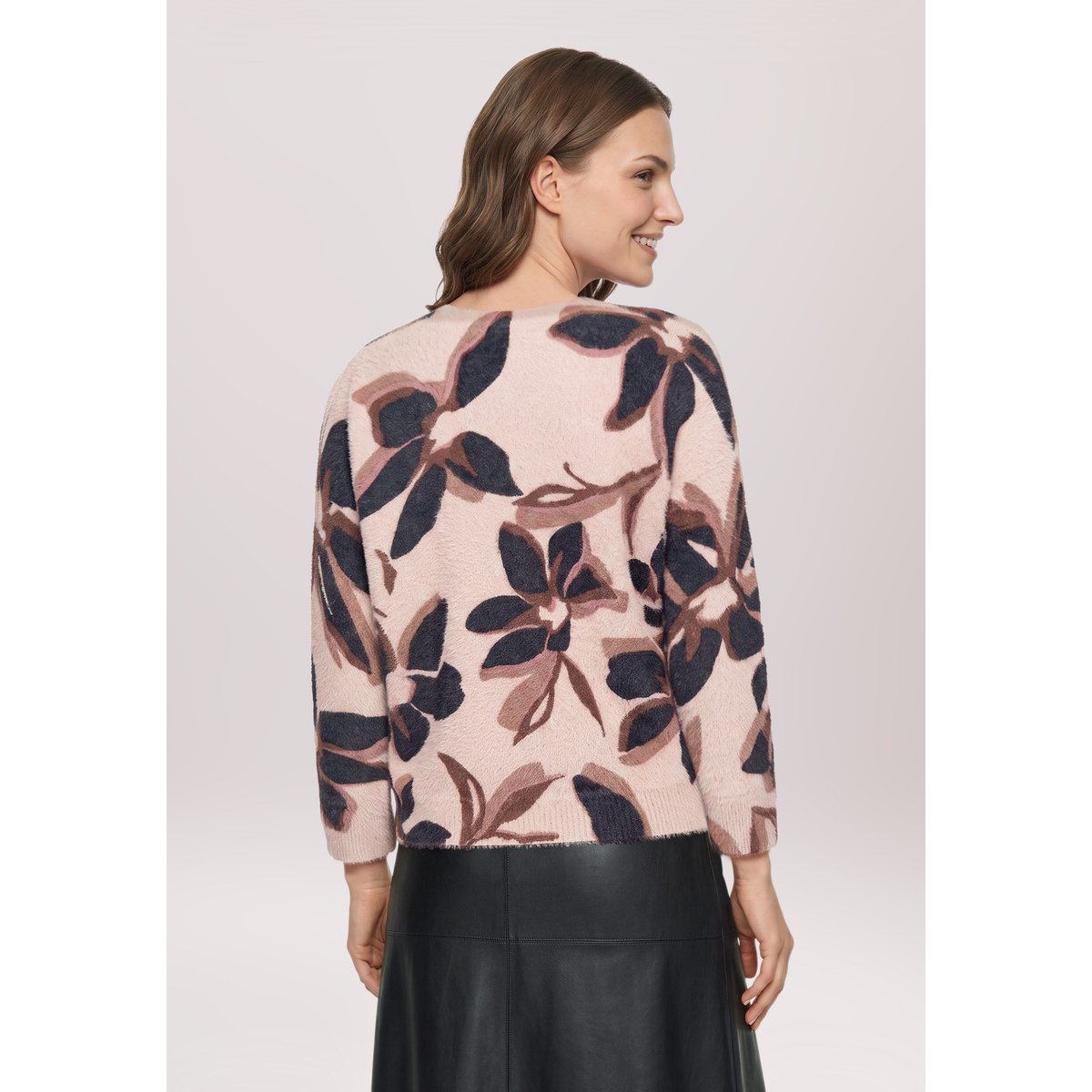 Pull-over en maille à manches 3/4 rosé/black, BETTY BARCLAY