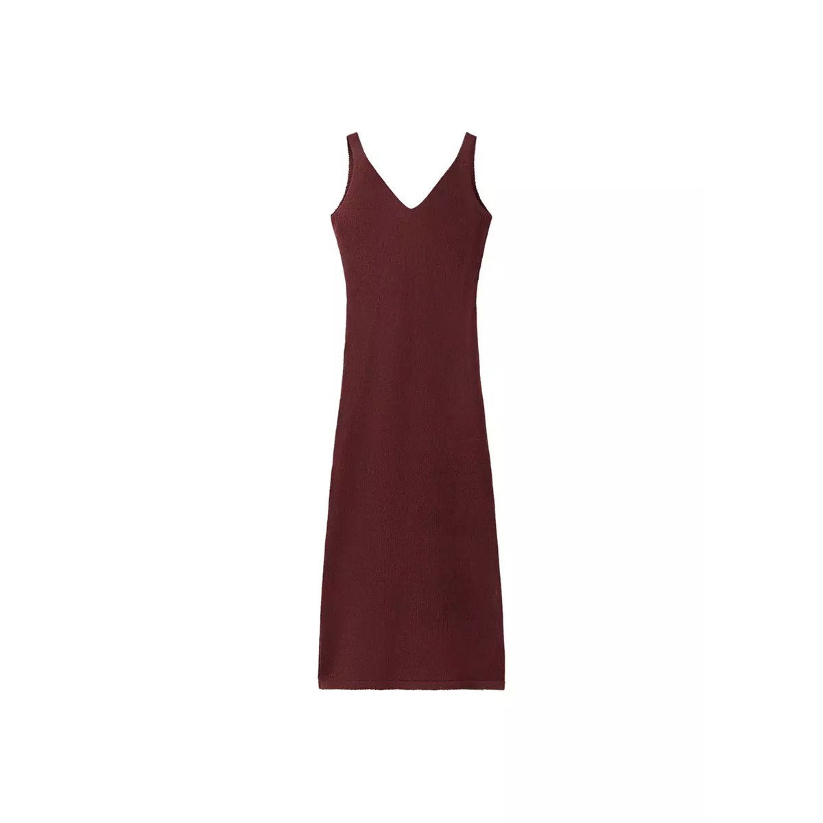 Robe en maille col V orange brûlé, MANGO