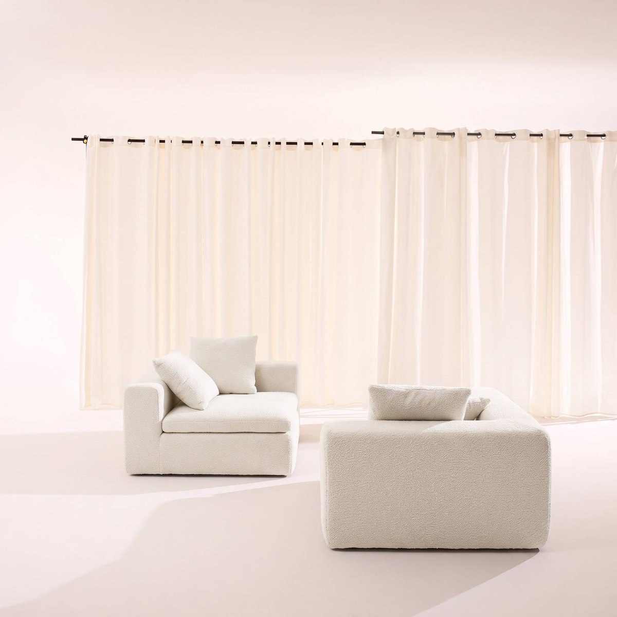 Canapé compressé modulable tissu chenille 3 places MOVI blanc, SWEEEK